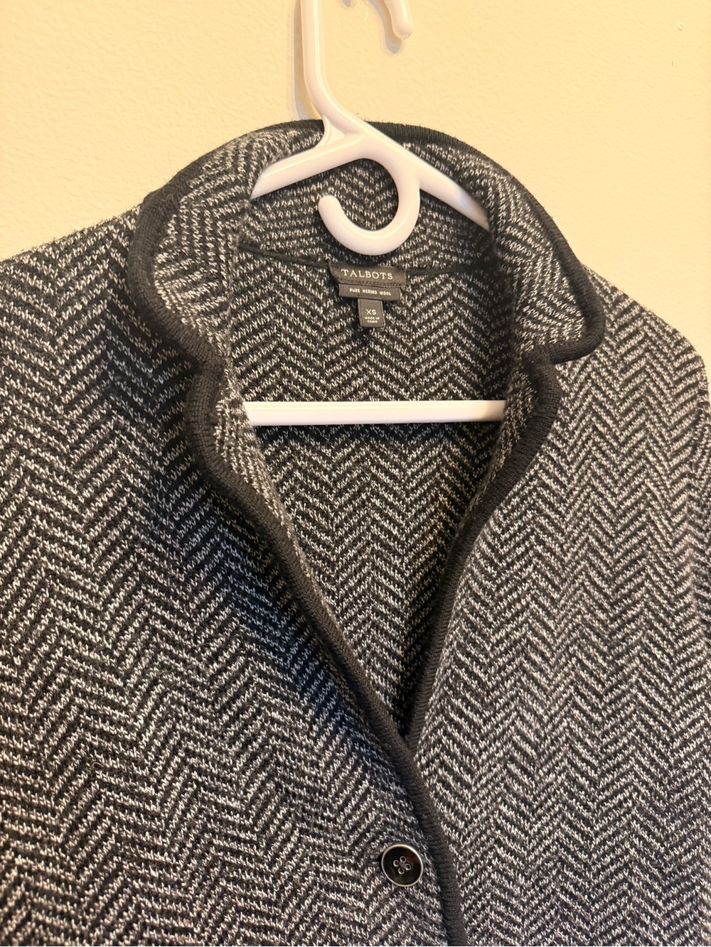 Talbots Black and White Pure Merino Wool Sweater - XS